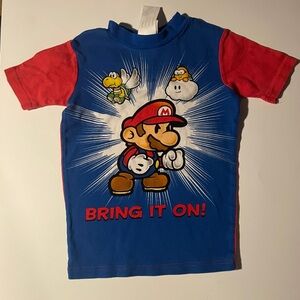 Kids Blue and Red Super Paper Mario T-Shirt Boys Size 10 Good Condition Gaming
